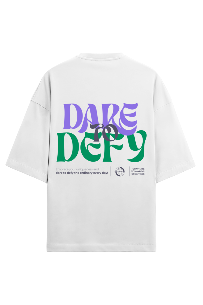 GRAVTY- Dare To Defy | White Oversized T-Shirt