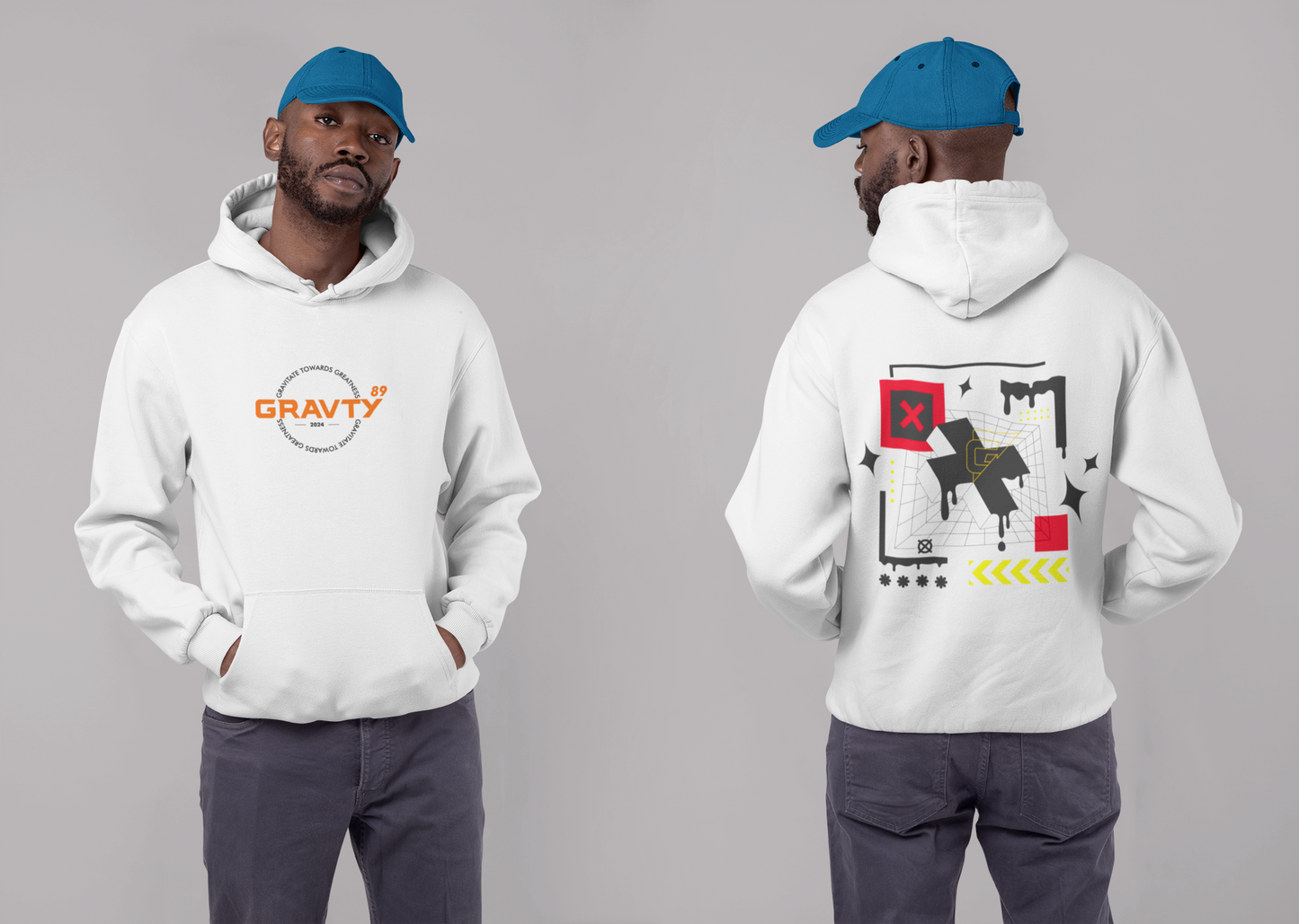 GRAVTY- Gravitate Towards Greatness | Oversized White Hoodie