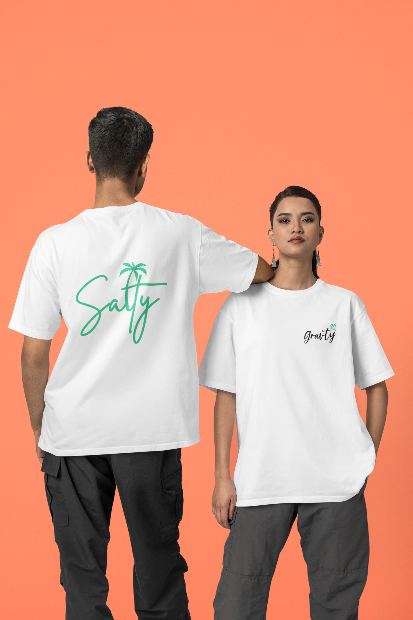 GRAVTY- Salty | White Oversized T-shirt