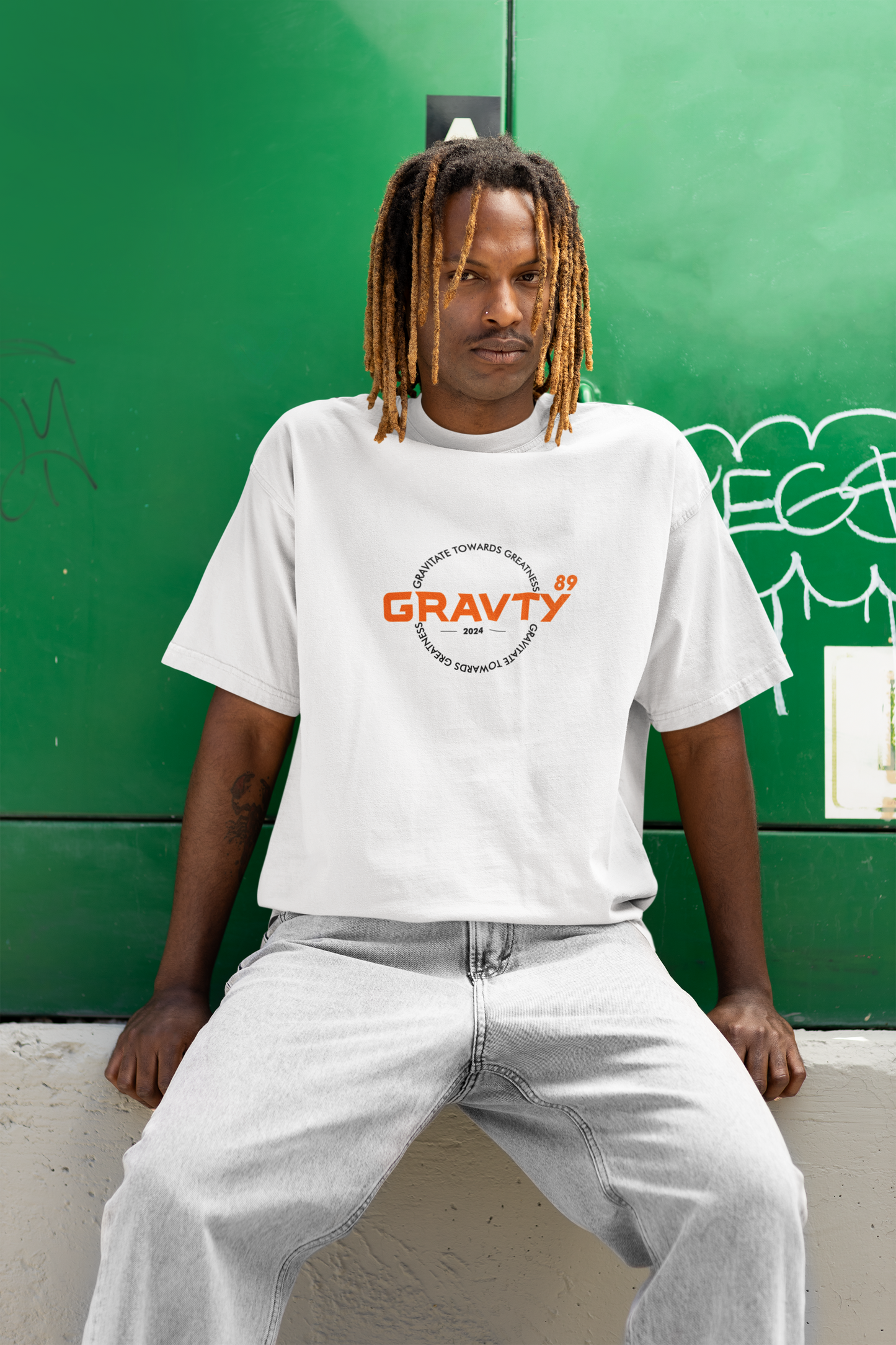 GRAVTY- Gravitate Towards Greatness | White Oversized T-Shirt
