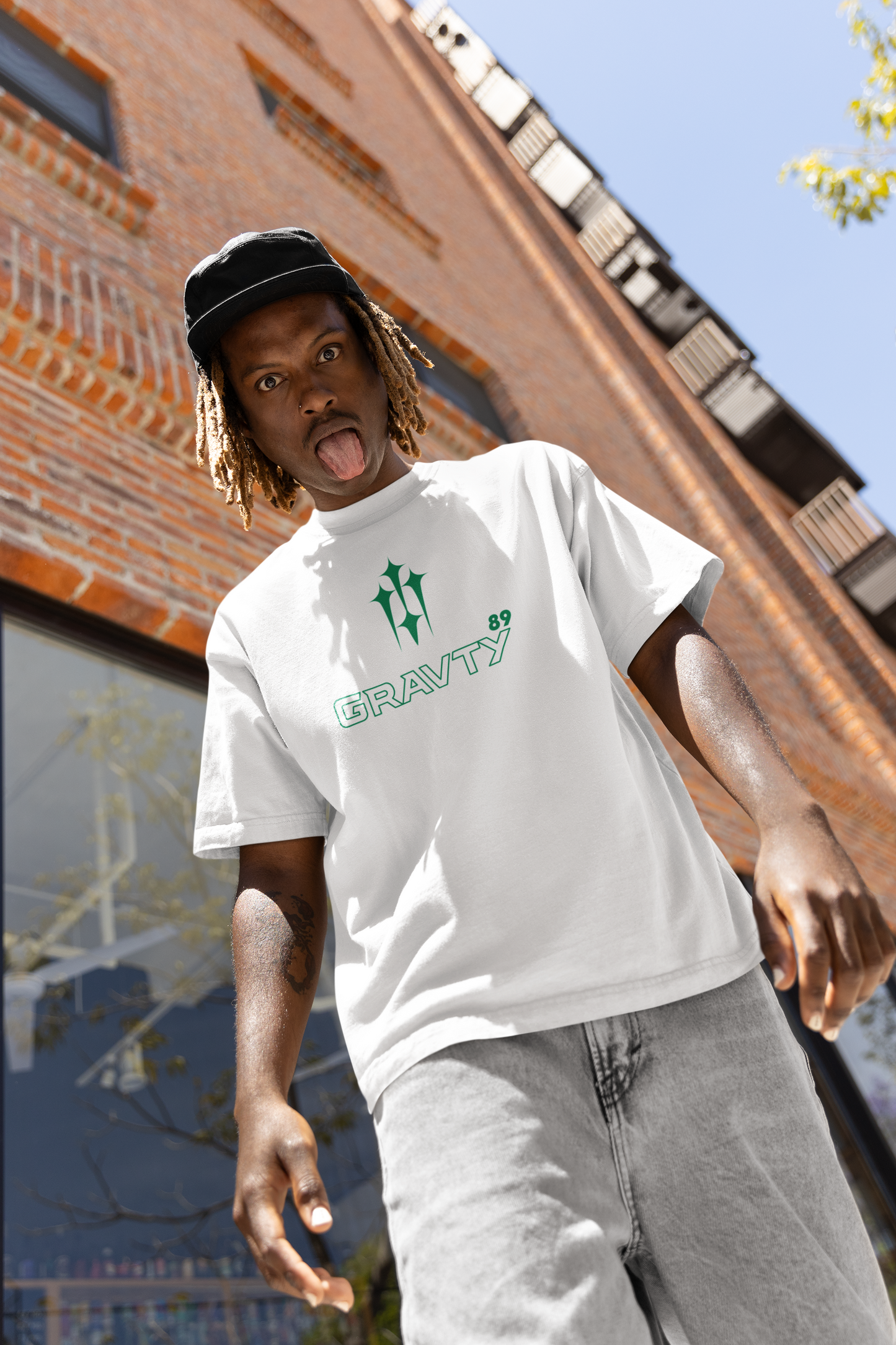 GRAVTY- Dare To Defy | White Oversized T-Shirt