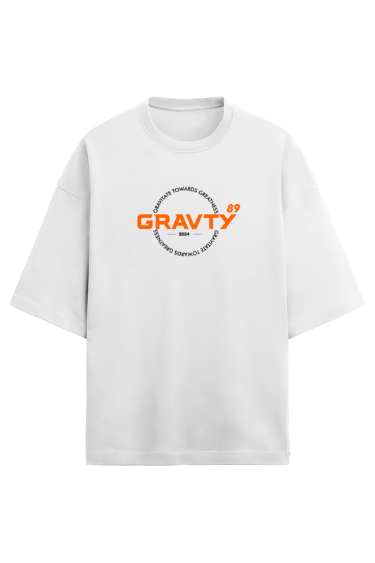 GRAVTY- Gravitate Towards Greatness | White Oversized T-Shirt
