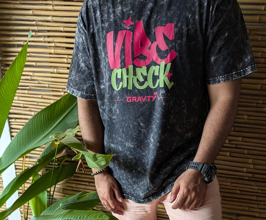 Vibe Check - Acid Wash Oversized T-Shirt