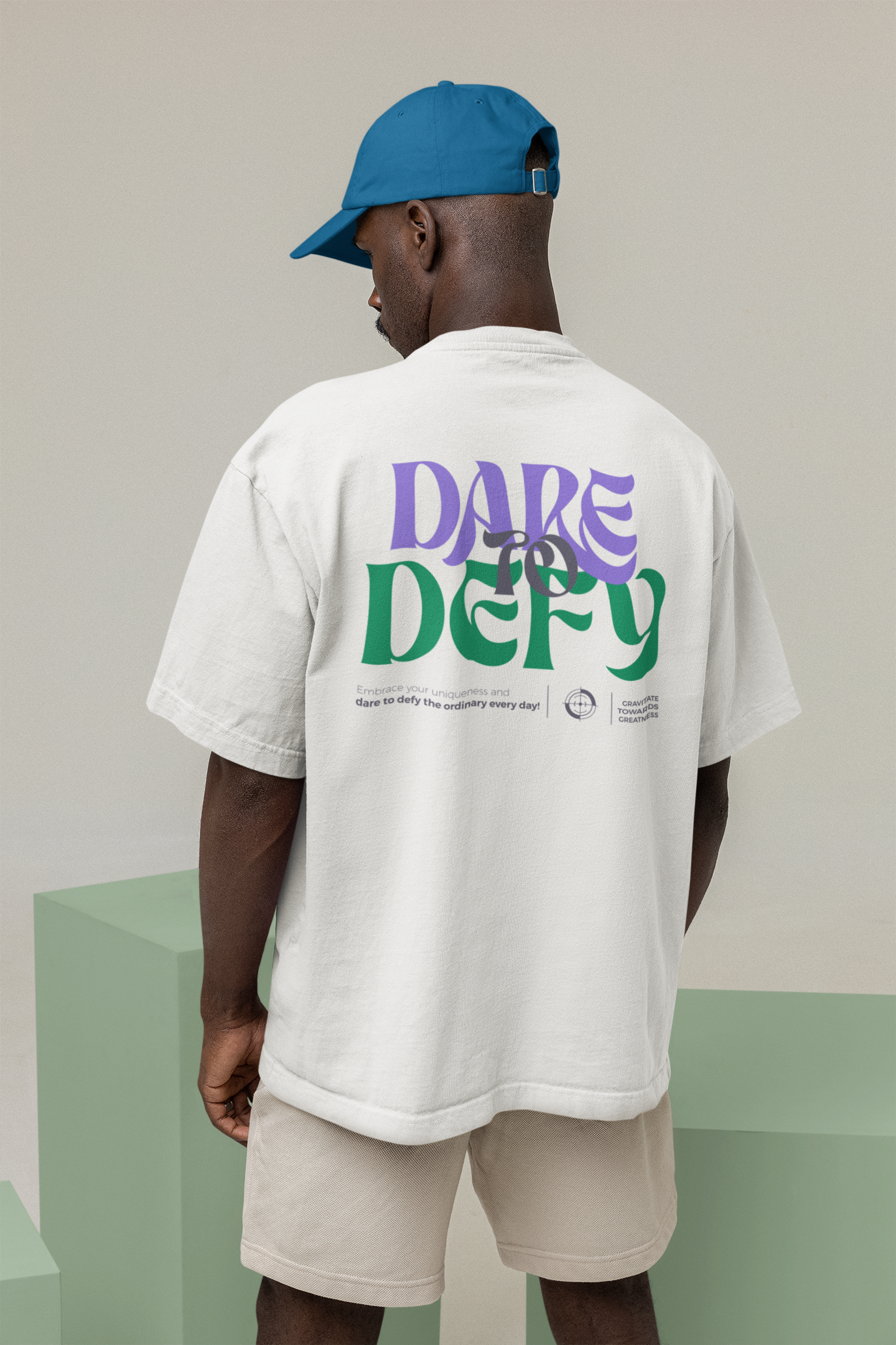 GRAVTY- Dare To Defy | White Oversized T-Shirt