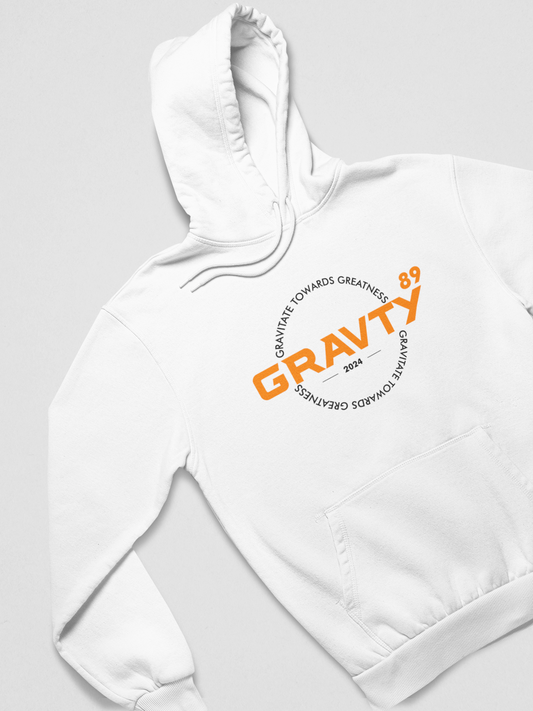 GRAVTY- Gravitate Towards Greatness | Oversized White Hoodie