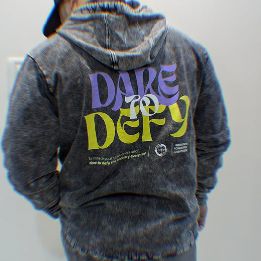 GRAVTY- Dare to Defy | Vintage Black Hoodie